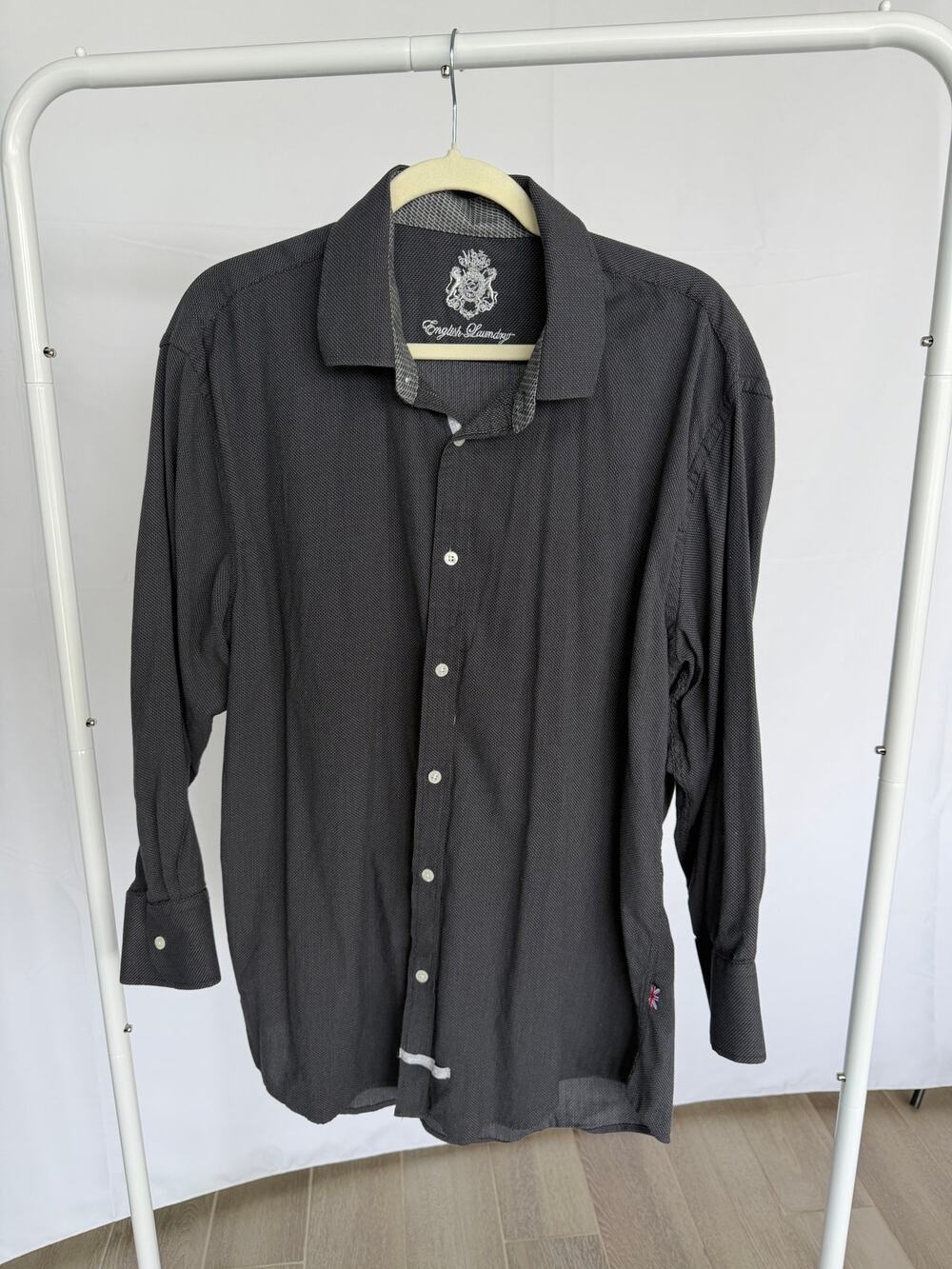 English Laundry Men’s XL Black Long Sleeve Button Up Shirt Stretch Cotton